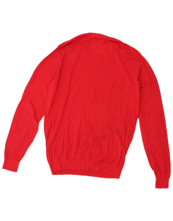 Zara Mens Crew Neck Jumper Sweater Large Red Cotton