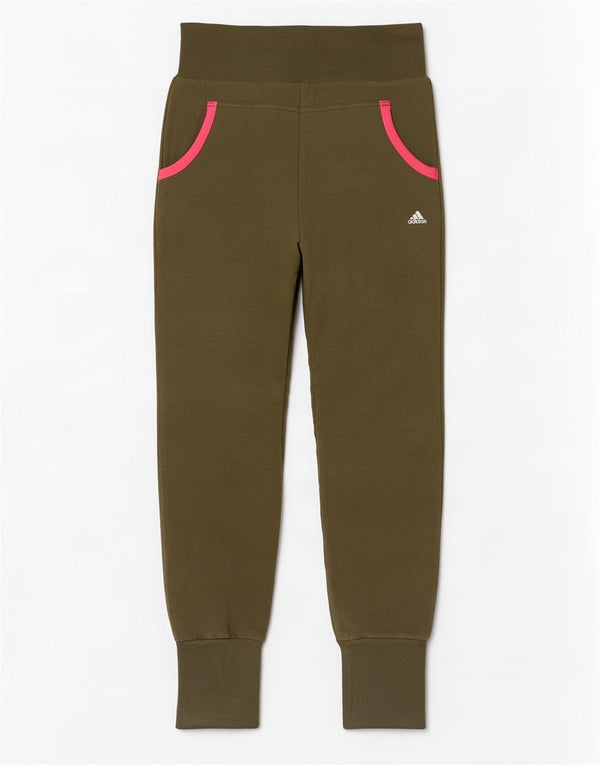 Adidas Womens Tracksuit Trousers Joggers UK 10 Small Khaki Cotton