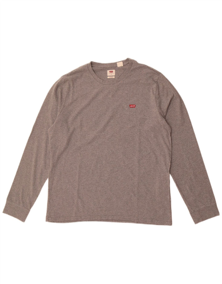 Levi's Mens Standard Fit Top Long Sleeve Large Grey Flecked Cotton