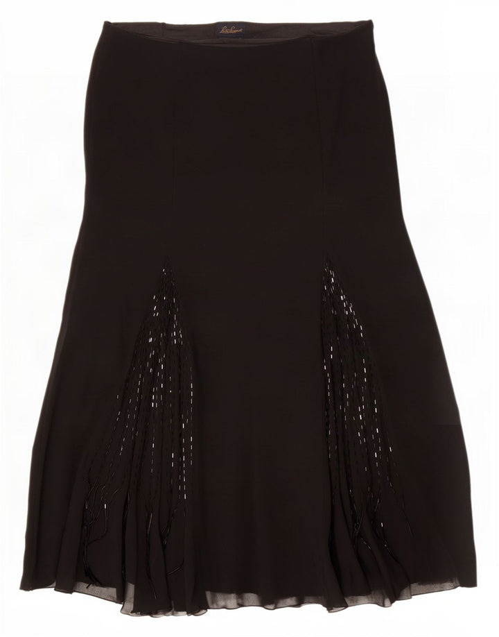 Luisa Spagnoli Womens Flared Skirt IT 44 Medium W32 Black Silk