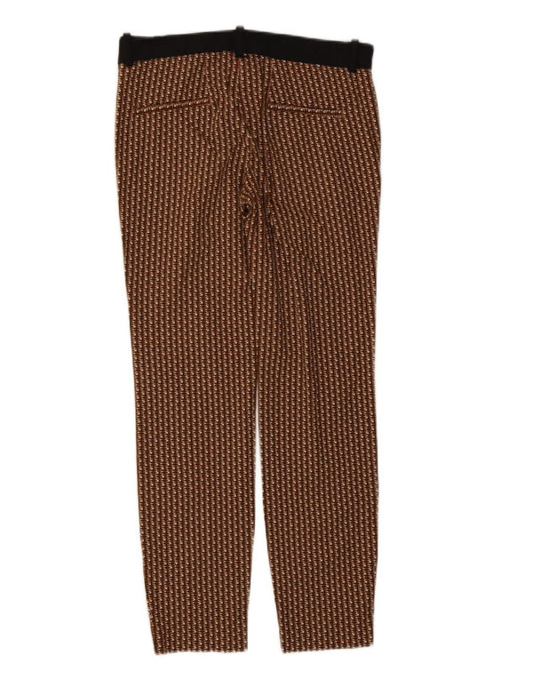 Zara Womens Slim Chino Trousers Small W26 L27 Brown Houndstooth Cotton