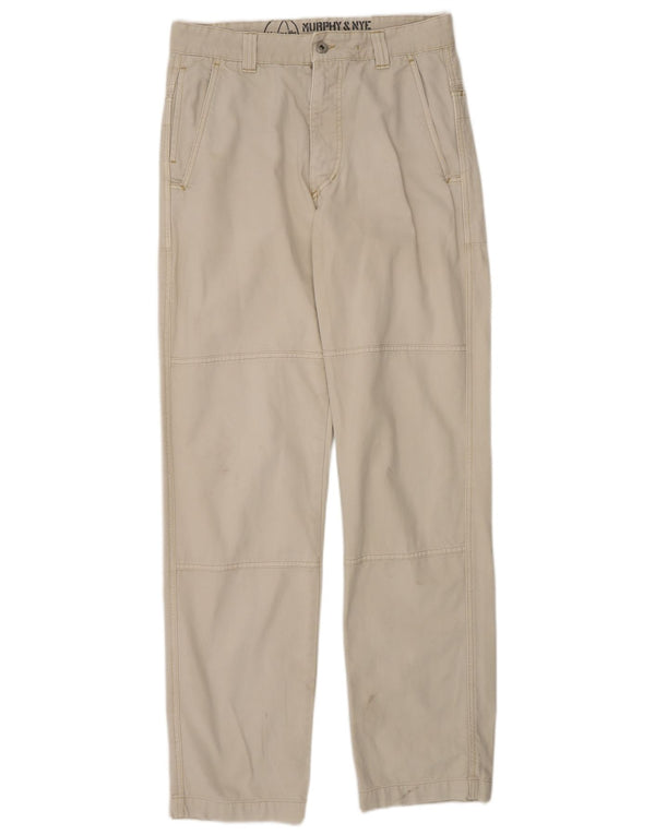 Murphy & Nye Mens Straight Casual Trousers W32 L34 Beige Cotton