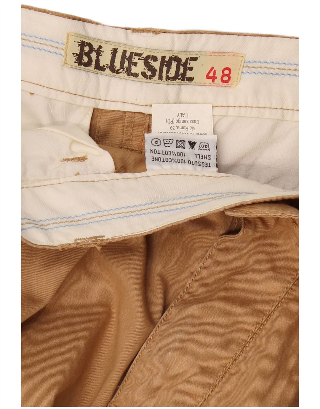 BLUE SIDE Mens Cargo Shorts IT 48 Medium W32  Beige Cotton