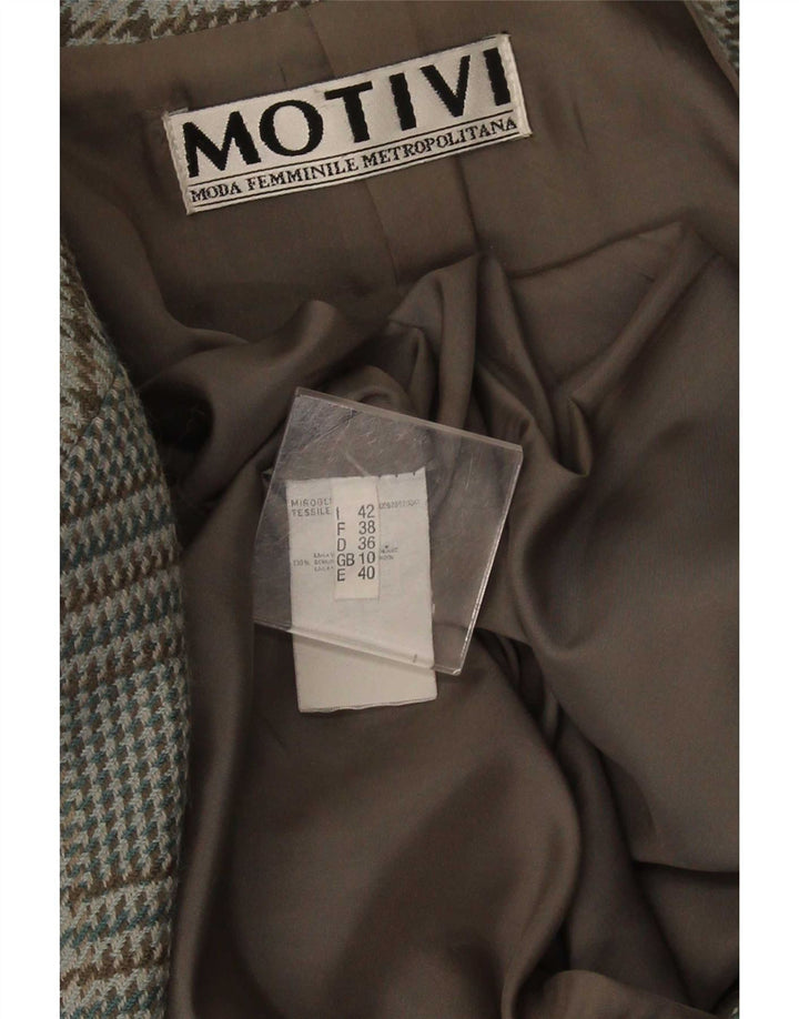 MOTIVI Womens Oversized 3 Button Blazer Jacket UK 10 Small Grey Plaid Wool