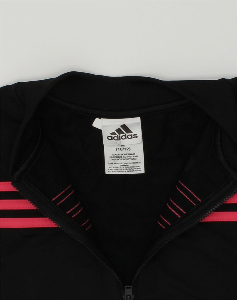 ADIDAS Girls Tracksuit Top Jacket 10-11 Years Black Polyester | Vintage Adidas | Thrift | Second-Hand Adidas | Used Clothing | Messina Hembry 