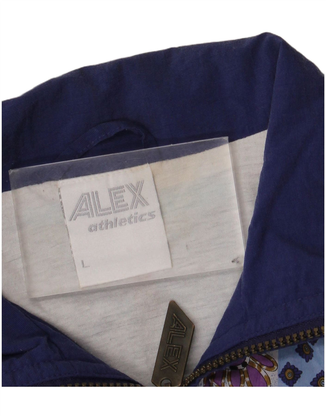 Alex Athletics Mens Tracksuit Top Jacket Large Navy Blue Geometric