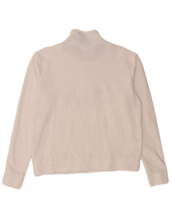 FILA Womens Graphic Zip Neck Sweatshirt Jumper UK 16 Large White Cotton