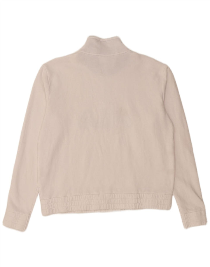 FILA Womens Graphic Zip Neck Sweatshirt Jumper UK 16 Large White Cotton