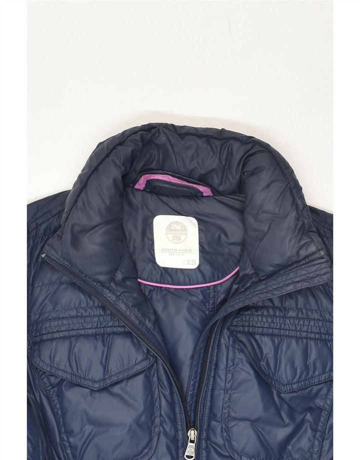 NORTH SAILS Womens Padded Jacket UK 6 XS Navy Blue Polyester