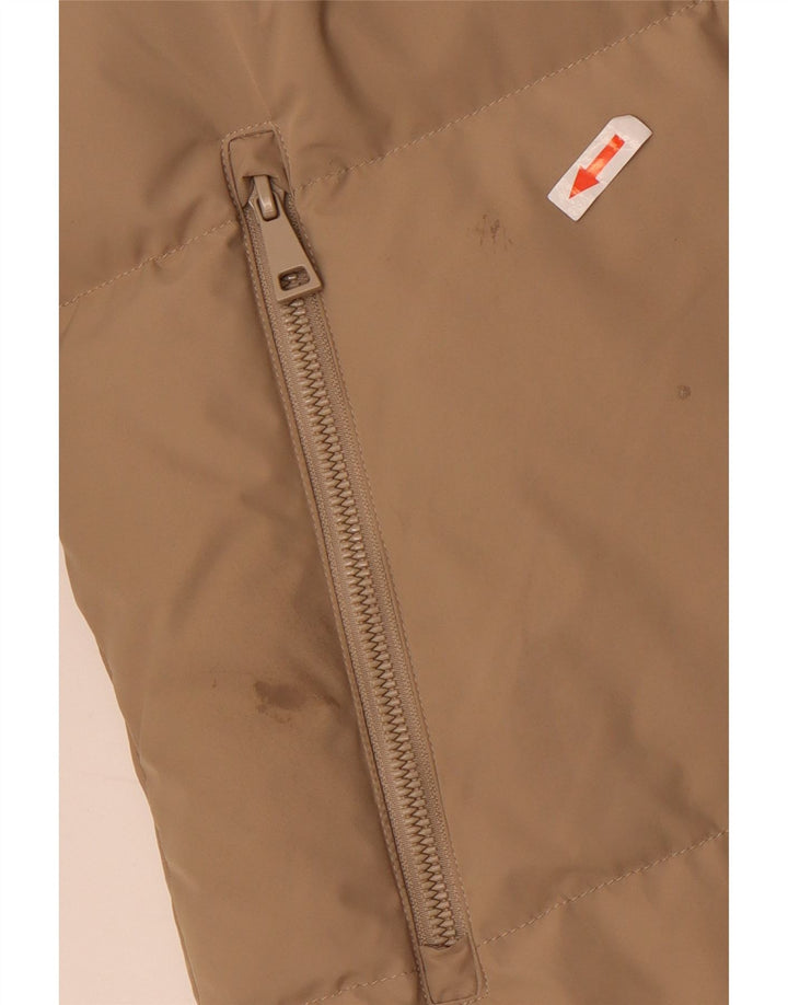 Massimo Dutti Womens Hooded Oversized Padded Jacket UK 6 XS Beige Polyester