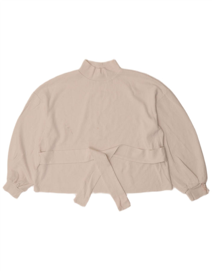 Womens Crop Oversized Sweatshirt Jumper UK 14 Medium