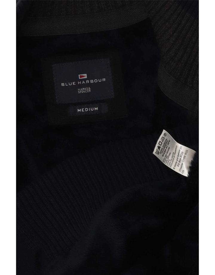 Marks & Spencer Mens Blue Harbour Cardigan Sweater Medium Navy Cotton