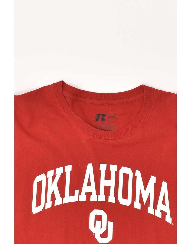 RUSSELL ATHLETIC Mens Oklahoma Graphic T-Shirt Top 2XL Red Cotton | Vintage Russell Athletic | Thrift | Second-Hand Russell Athletic | Used Clothing | Messina Hembry 