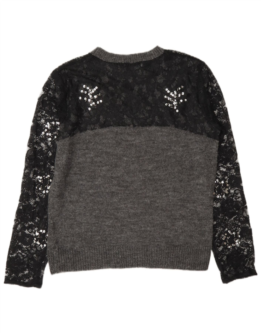 Zara Womens Crew Neck Jumper Sweater UK 10 Small Grey Colourblock