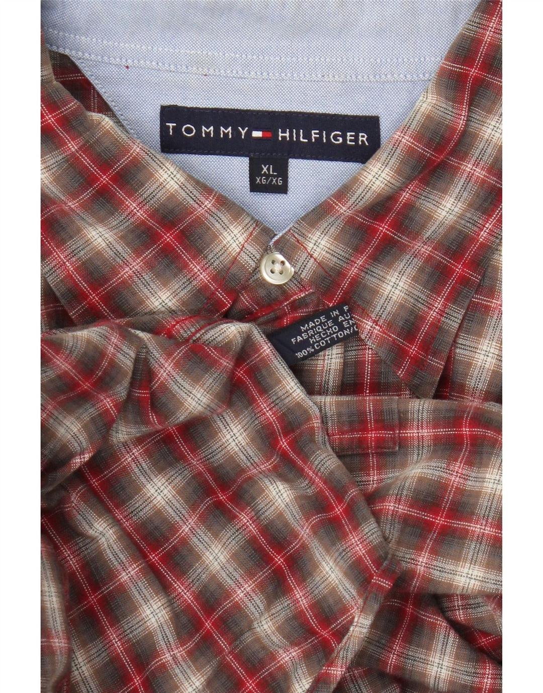 Tommy Hilfiger Mens Shirt XL Red Check Cotton