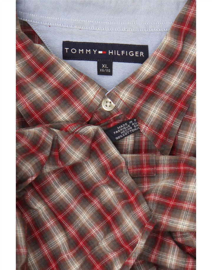 Tommy Hilfiger Mens Shirt XL Red Check Cotton