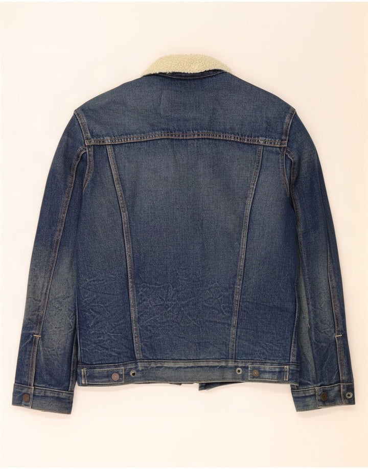 Levi's Mens Denim Sherpa Jacket UK 40 Large Blue Cotton