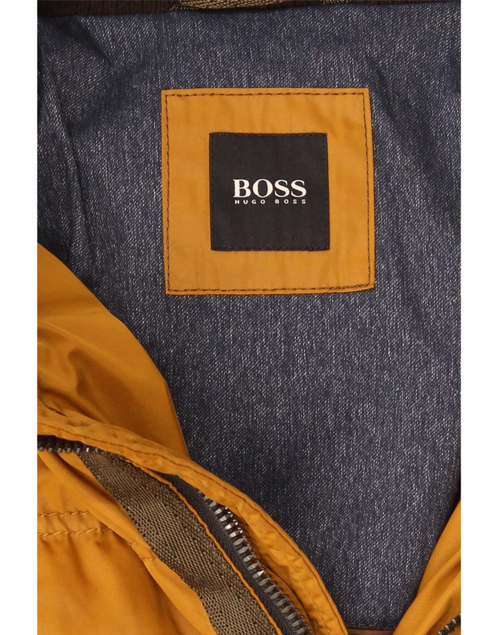Hugo Boss Mens Hooded Padded Jacket UK 40 Large Yellow