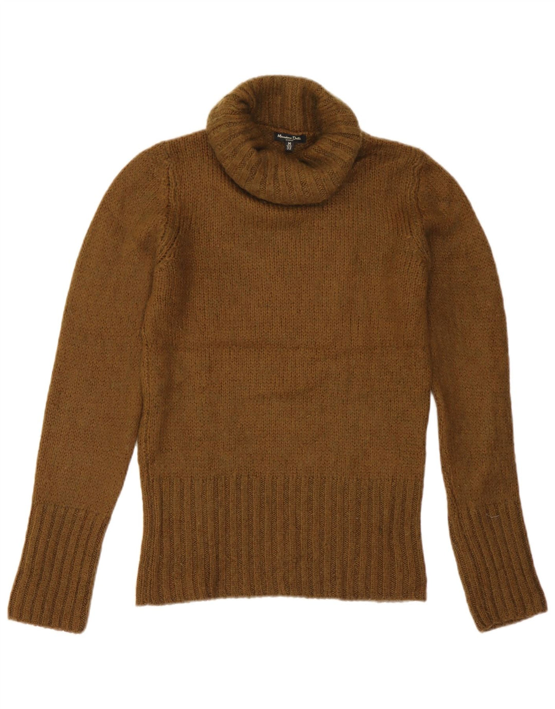 Massimo Dutti Womens Roll Neck Jumper Sweater UK 12 Medium Khaki Acrylic