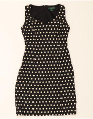 RALPH LAUREN Womens Sleeveless Sheath Dress US 2 XS Black Polka Dot