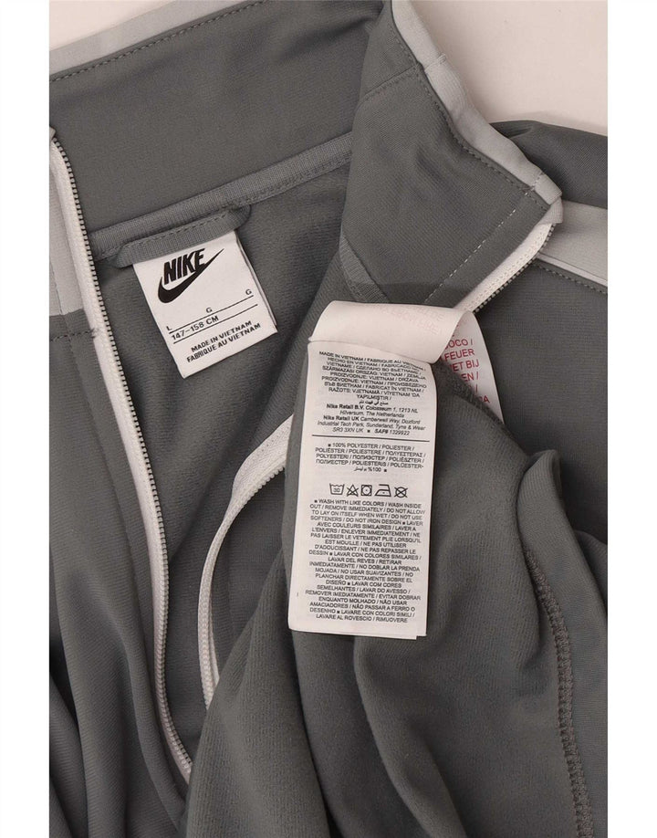 Nike Boys Tracksuit Top Jacket 12-13 Years Large Grey Colourblock Polyester