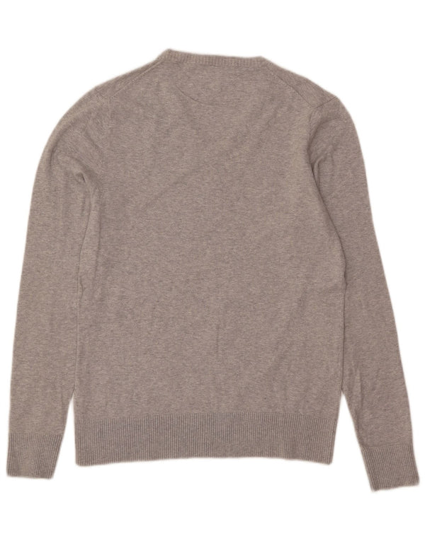 Tommy Hilfiger Mens V-Neck Jumper Sweater Medium Grey Flecked Cotton