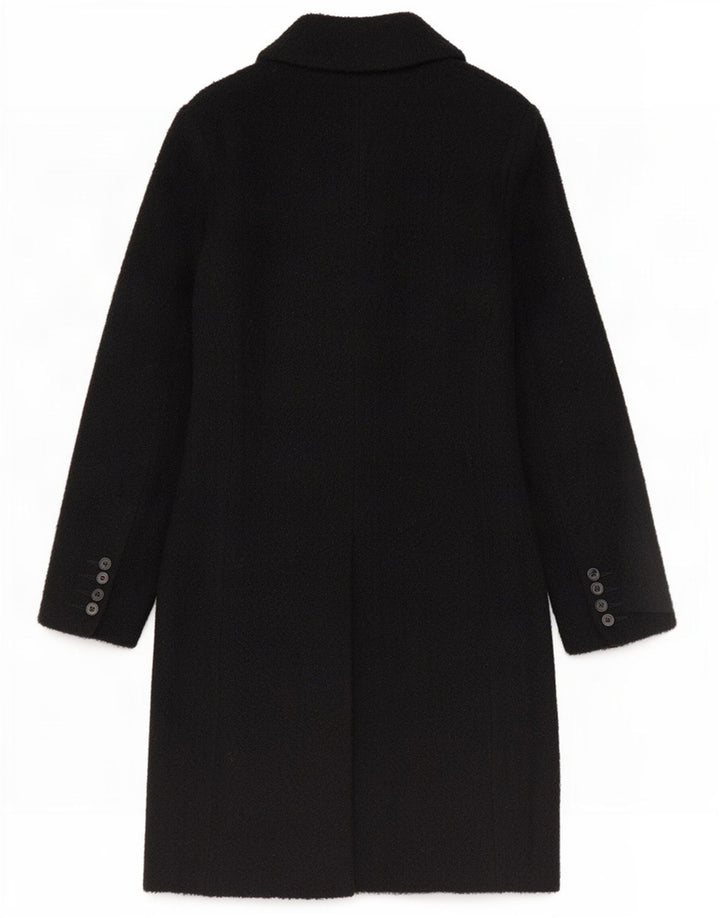 Benetton Womens Overcoat IT 44 Medium Black Wool