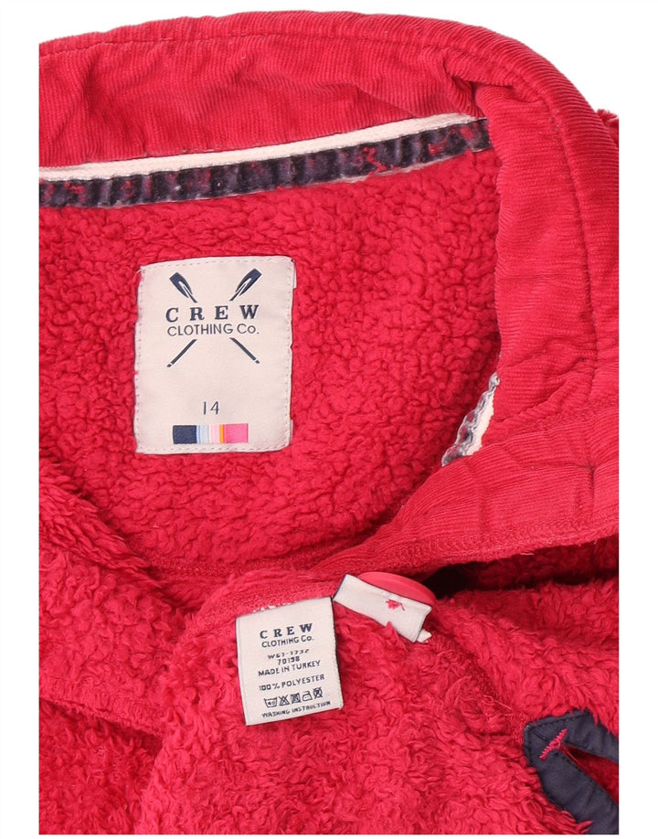 Crew Clothing Womens Button Neck Fleece Jumper UK 14 Large Pink Polyester