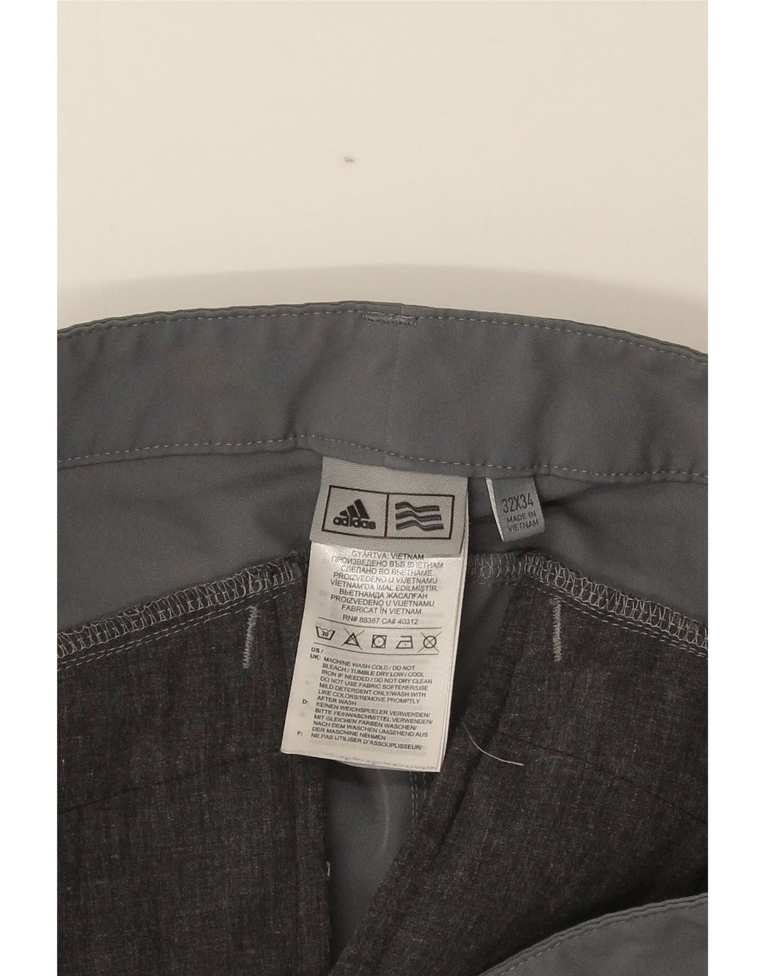 Adidas Mens Skinny Chino Trousers W32 L34 Grey Polyester