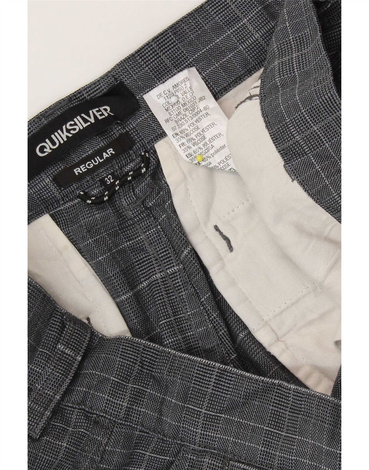 Quiksilver Mens Regular Chino Shorts W32 Medium Navy Blue Check Polyester