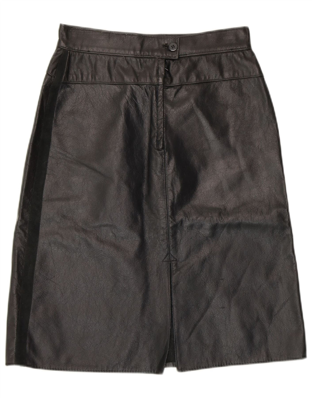 VINTAGE Womens Leather Skirt W26 Small Black