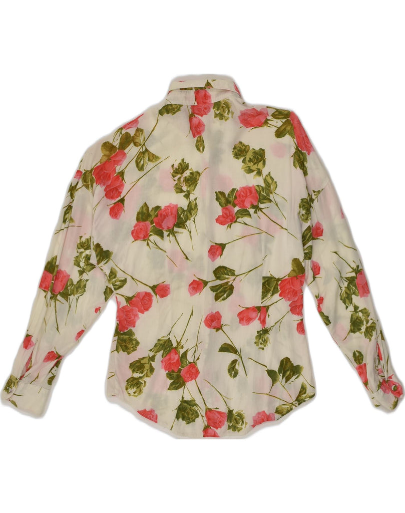 BENETTON Womens Shirt Blouse IT 44 Medium White Floral | Vintage Benetton | Thrift | Second-Hand Benetton | Used Clothing | Messina Hembry 