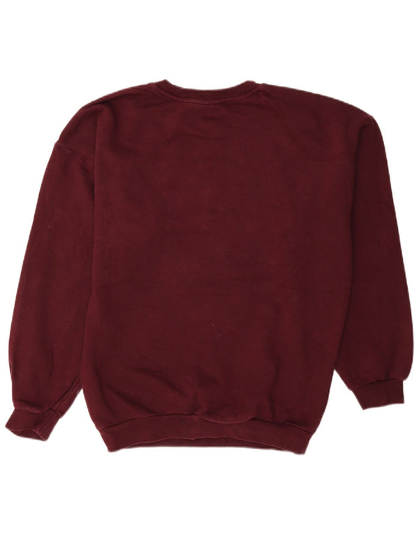 Adidas Womens Oversized Sweatshirt Jumper UK 4 XS Burgundy Cotton