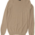 Zara Mens Crew Neck Jumper Sweater Medium Beige Cotton