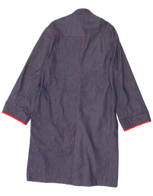 Vintage Womens Overcoat EU 36 Small Navy Blue Cotton