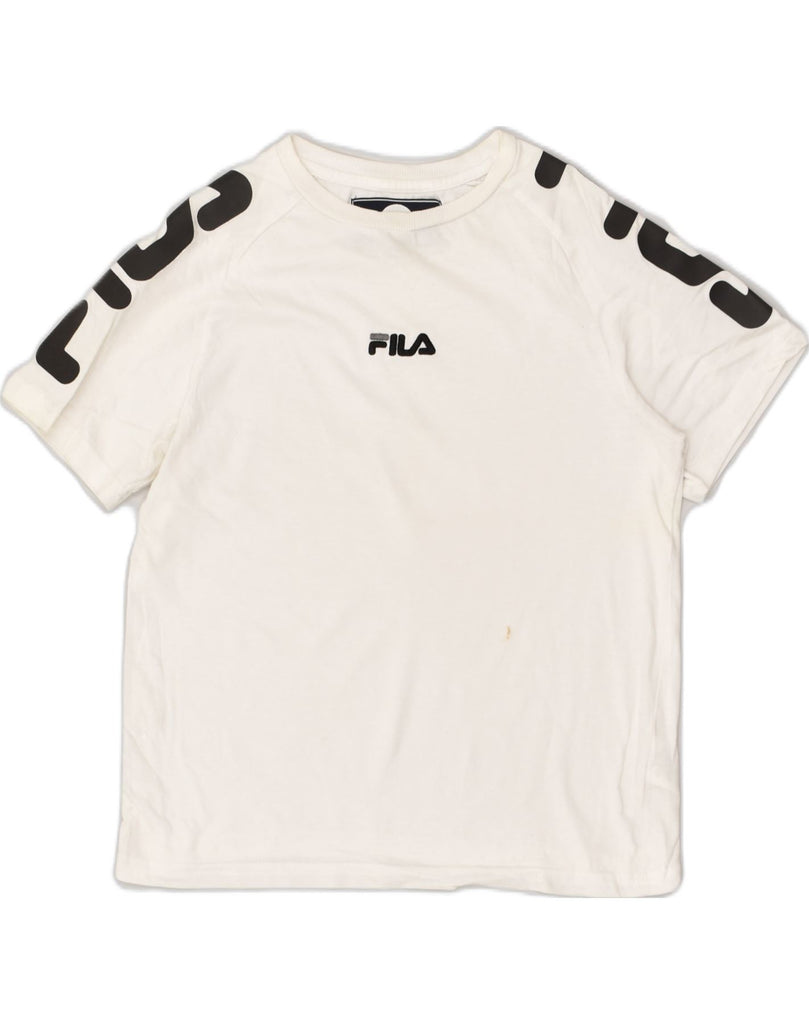 FILA Boys Graphic T-Shirt Top 10-11 Years White Cotton | Vintage Fila | Thrift | Second-Hand Fila | Used Clothing | Messina Hembry 