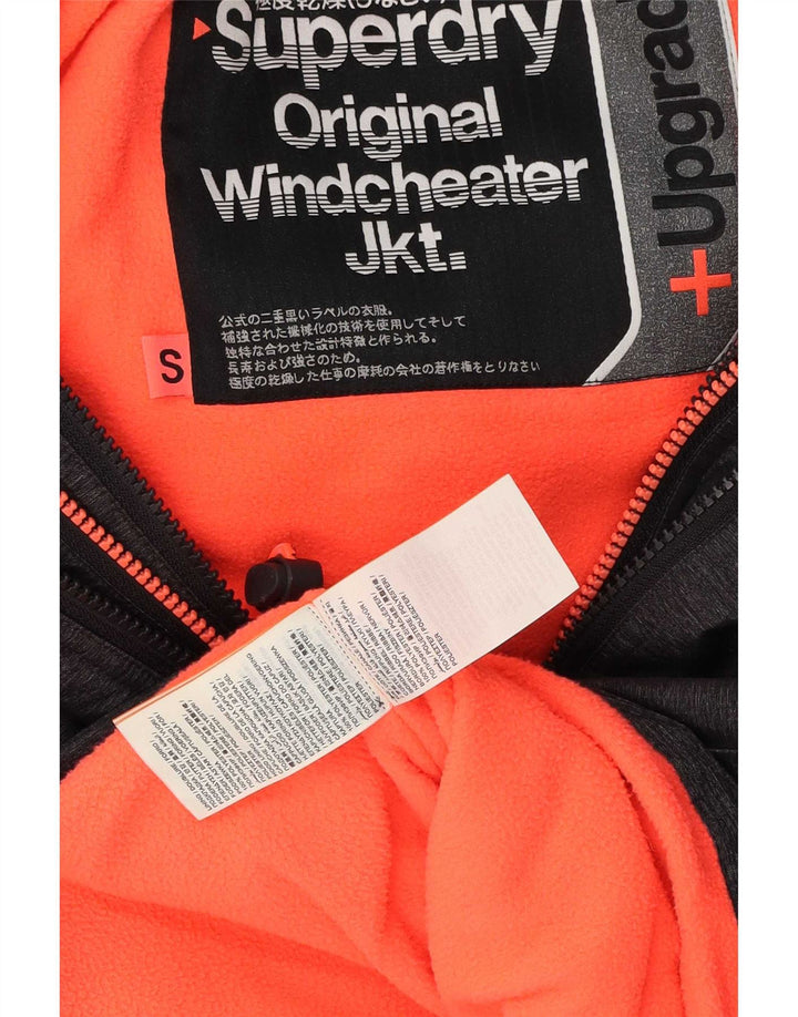 Superdry Womens Windcheater Hooded Windbreaker Jacket UK 10 Small Grey