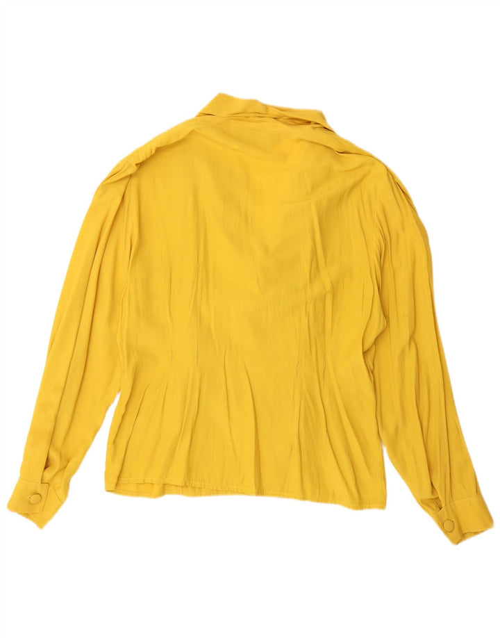 Vintage Womens Shirt Blouse UK 14 Medium Yellow Viscose
