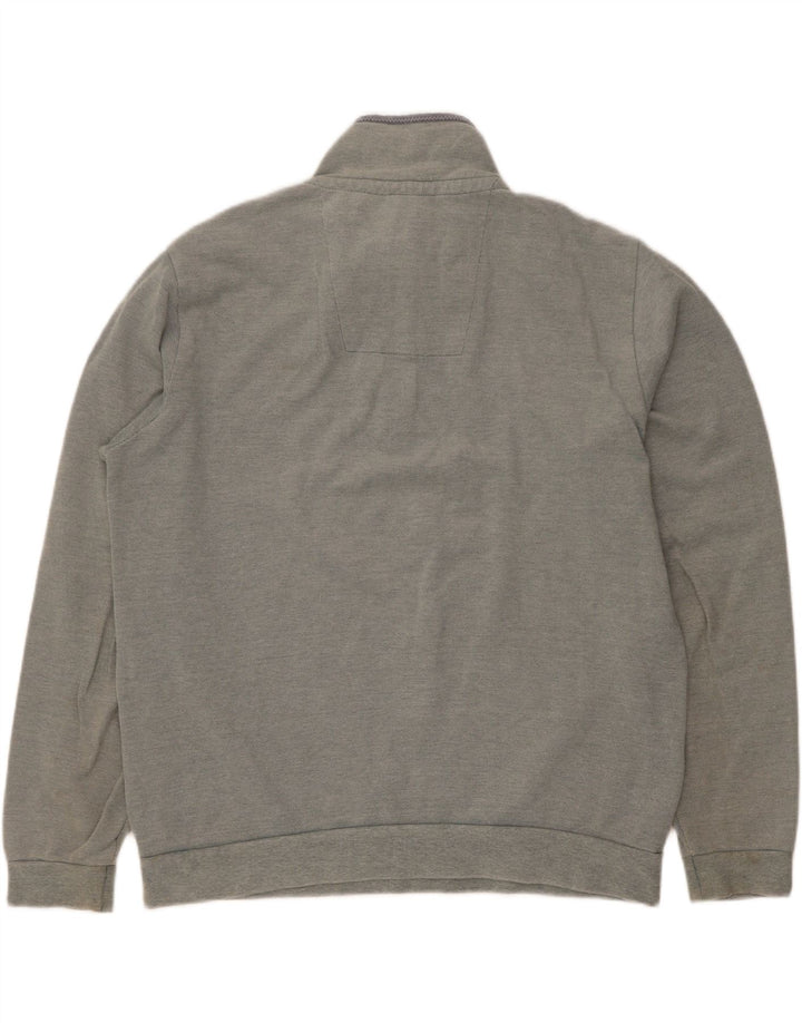 Crew Clothing Mens Zip Neck Sweatshirt Jumper Large Grey Cotton