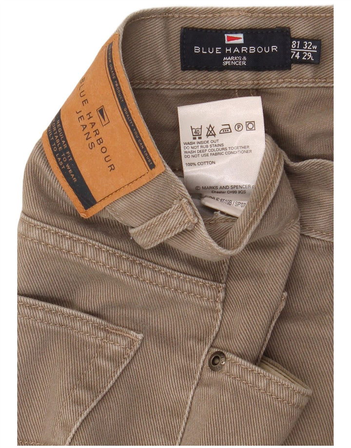 Marks & Spencer Mens Blue Harbour Straight Jeans  W32 L29 Beige Cotton