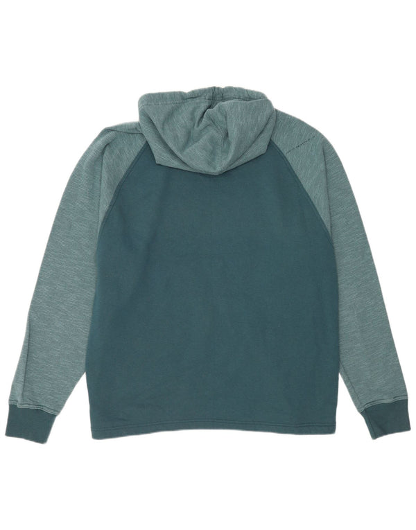 Champion Mens Regular Fit Hoodie Jumper Large Green Colourblock Cotton