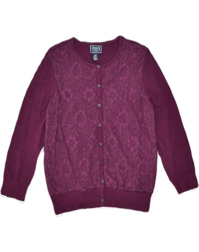 CHAPS Womens Lace Cardigan Sweater UK 10 Small Maroon Cotton | Vintage | Thrift | Second-Hand | Used Clothing | Messina Hembry 