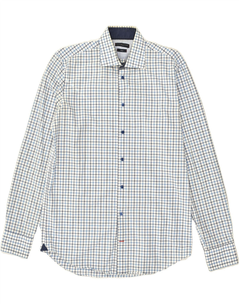 TOMMY HILFIGER Mens Fitted Shirt Size 39 15 1/2 Medium White Check Cotton | Vintage Tommy Hilfiger | Thrift | Second-Hand Tommy Hilfiger | Used Clothing | Messina Hembry 