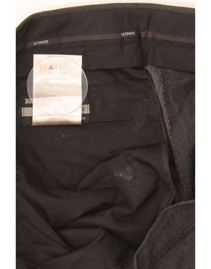 Marks & Spencer Mens Straight Suit Trousers W34 L29 Grey Polyester