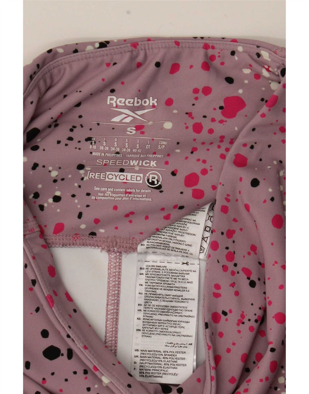 Reebok Womens Speedwick Leggings UK 8/10 Small  Pink Spotted Polyester