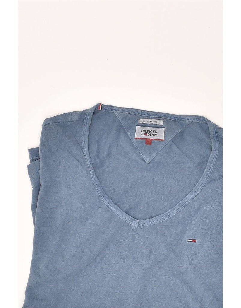 TOMMY HILFIGER Mens T-Shirt Top Large Blue Cotton | Vintage Tommy Hilfiger | Thrift | Second-Hand Tommy Hilfiger | Used Clothing | Messina Hembry 