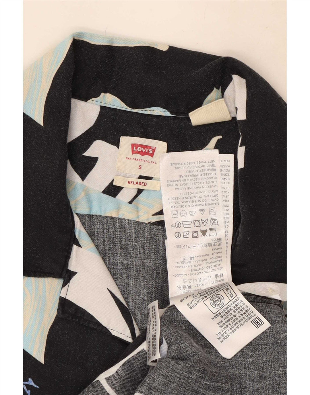 Levi's Mens Relaxed Short Sleeve Shirt Small Black Floral Lycra