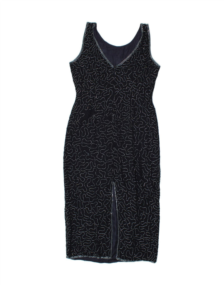 CLASSICS Womens Abstract Pattern Bodycon Dress UK 14 Large Navy Blue Vintage Classics and Second-Hand Classics from Messina Hembry 