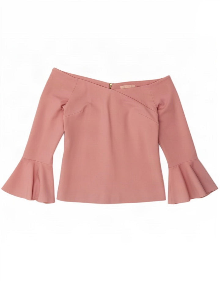 Ted Baker Womens Crop Off Shoulder Top Size 3 Medium Pink Viscose