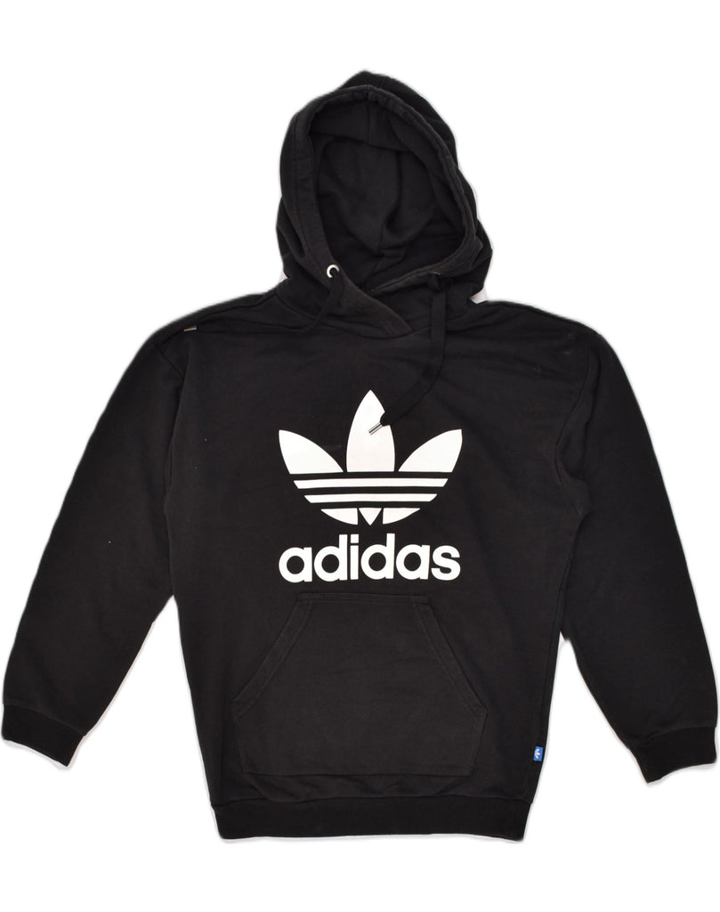 ADIDAS Womens Graphic Hoodie Jumper UK 8 Small Black Cotton | Vintage Adidas | Thrift | Second-Hand Adidas | Used Clothing | Messina Hembry 